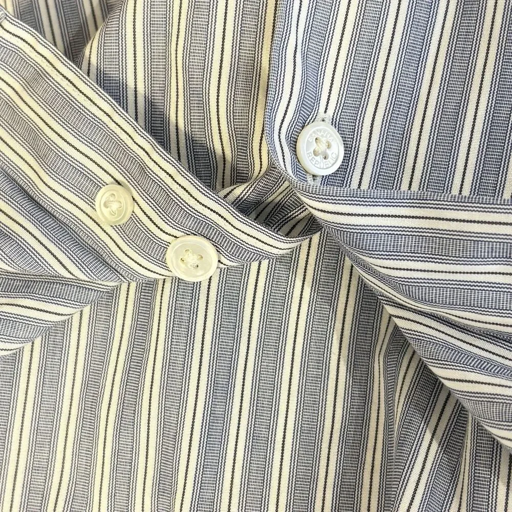 Banana Republic Shirt Mens L Blue Striped 100% Cotton Long Sleeve‎ Button Up